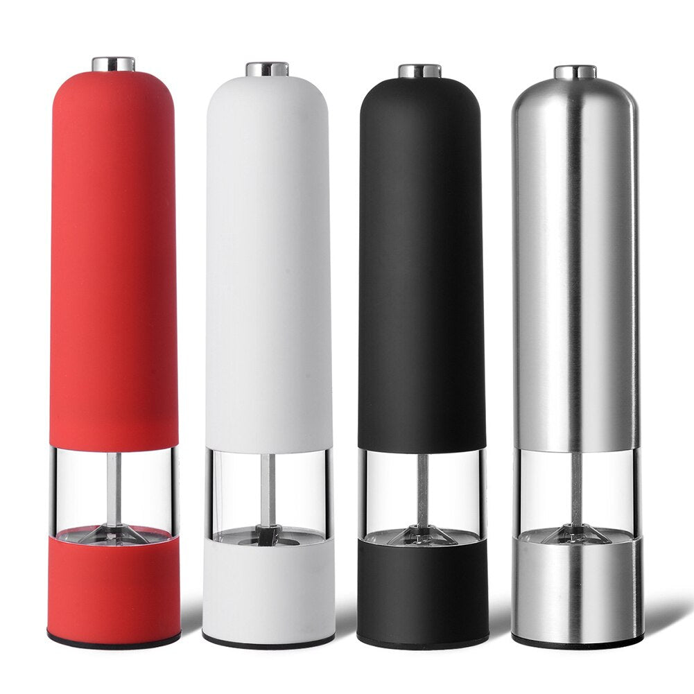 Automatic Salt Pepper Grinder Electric Plastic Ceramic Burr Mill For Herb Pepper Spice Adjustable Household Kitchen Gadgets
