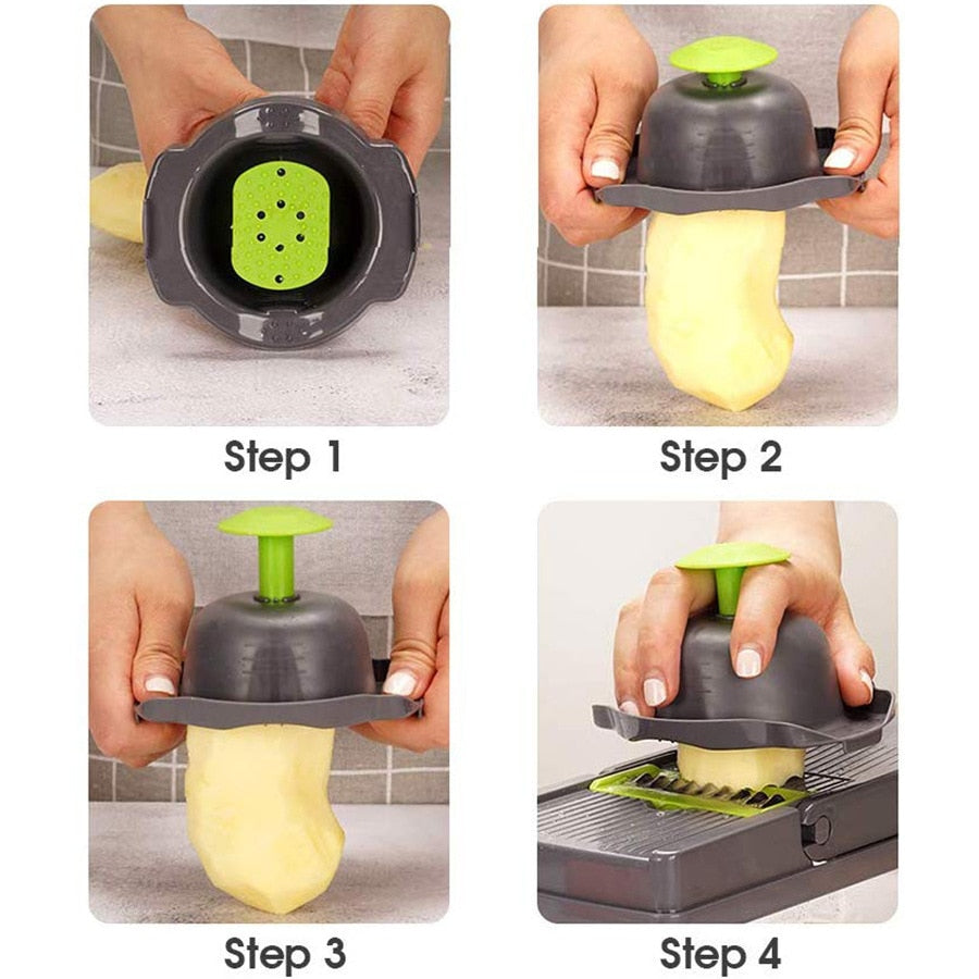 10-in-1, 8 Blade Vegetable Slicer, Onion Mincer Chopper, Vegetable Chopper, Cutter, Dicer, Egg Slicer with Container