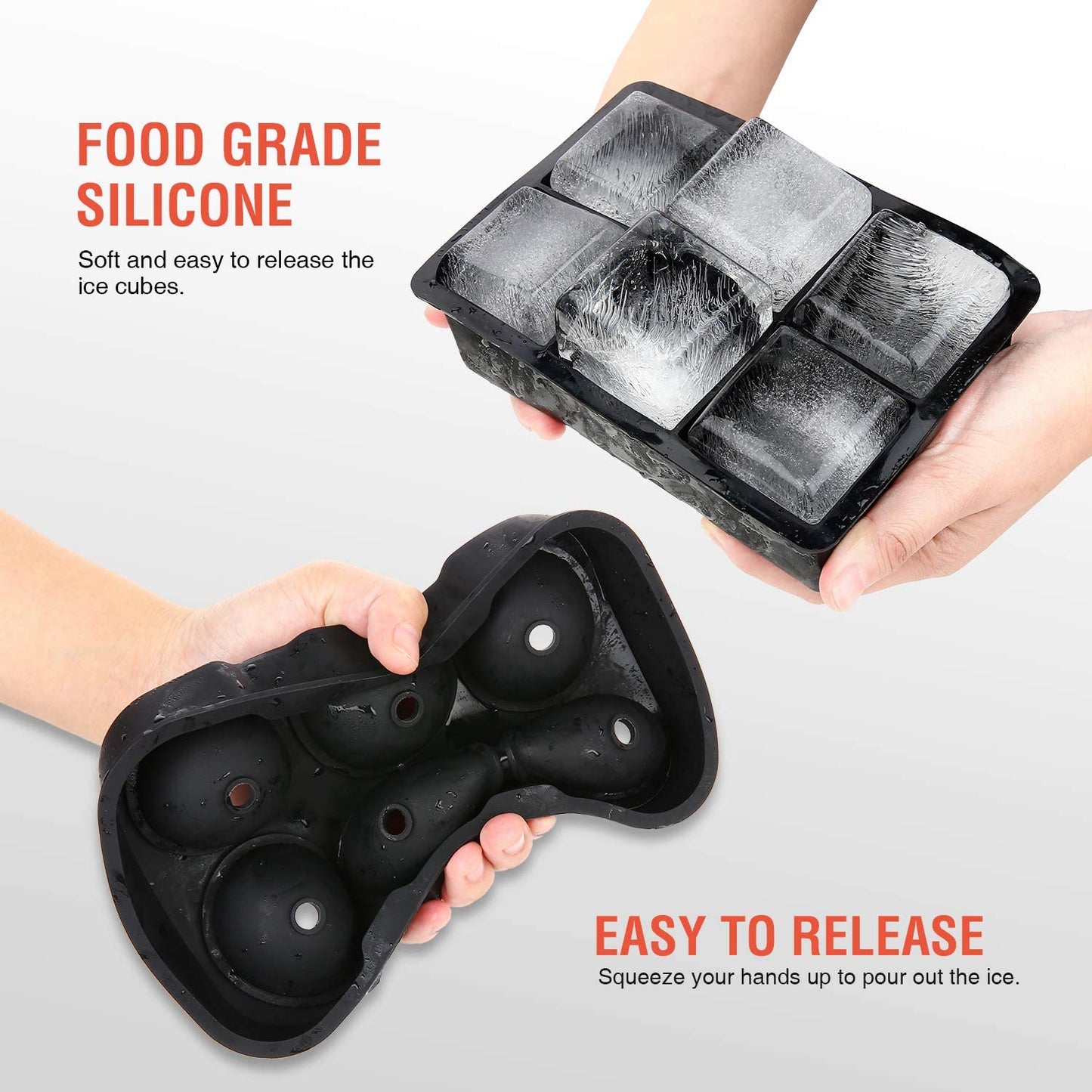 WALFOS Large Size 6 Cell Ice Ball Mold Silicone Ice Cube Trays Whiskey Ice Ball Maker 6 Silicone Molds Maker For Party Bar