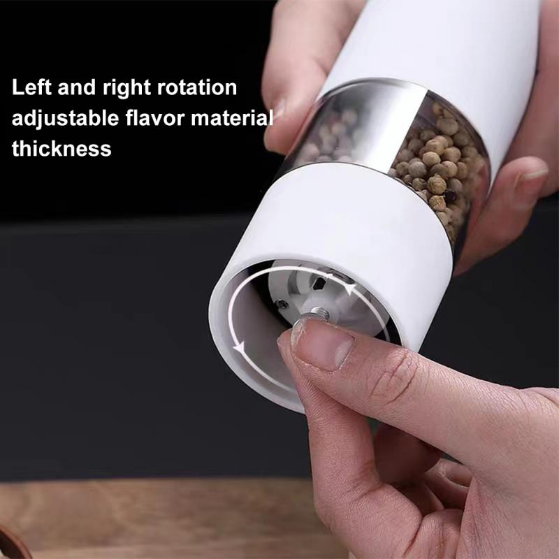 Automatic Salt Pepper Grinder Electric Plastic Ceramic Burr Mill For Herb Pepper Spice Adjustable Household Kitchen Gadgets